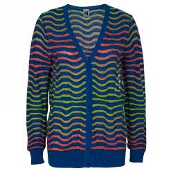 Pre Owned M Missoni Multicolor Wave Knit Cardigan S
