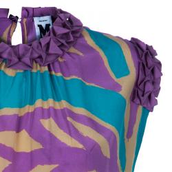 مملوكة مسبقًا M Missoni Multicolor Print Silk Top L