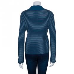 Pre Owned M Missoni Blue Striped Knit Cardigan XL