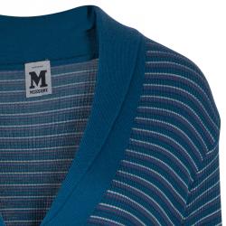 Pre Owned M Missoni Blue Striped Knit Cardigan XL
