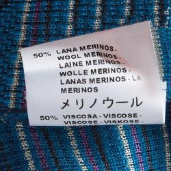 Pre Owned M Missoni Blue Striped Knit Cardigan XL