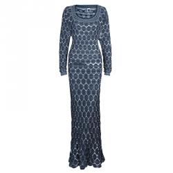 مملوكة مسبقًا M Missoni Black Knit Long Sleeve Maxi Dress L