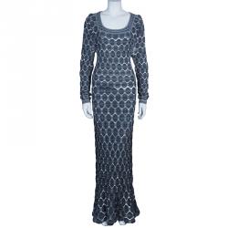 مملوكة م سبقًا M Missoni Black Knit Long Sleeve Maxi Dress L