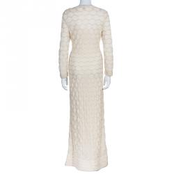 Pre Owned M Missoni Gold Metallic Knit Maxi Dress L