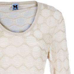 Pre Owned M Missoni Gold Metallic Knit Maxi Dress L