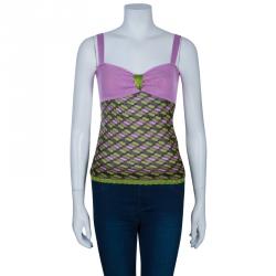 Pre Owned M Missoni Pink and Green Knit Top S
