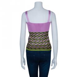 Pre Owned M Missoni Pink and Green Knit Top S