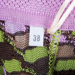 Pre Owned M Missoni Pink and Green Knit Top S