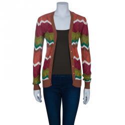 Pre Owned M Missoni Multicolor Zig Zag Cardigan S