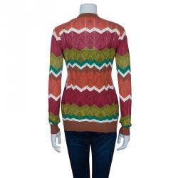 Pre Owned M Missoni Multicolor Zig Zag Cardigan S