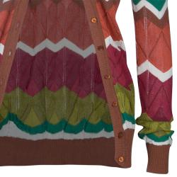 Pre Owned M Missoni Multicolor Zig Zag Cardigan S