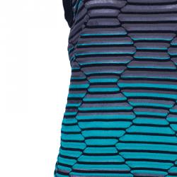 مملوكة مسبقًا M Missoni Blue Tonal Crochet Knit Top L