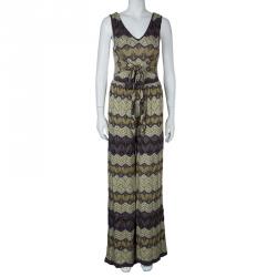 M Missoni Multicolor ZigZag Pattern Lurex Knit Sleeveless Jumpsuit M