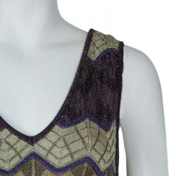 M Missoni Multicolor ZigZag Pattern Lurex Knit Sleeveless Jumpsuit M