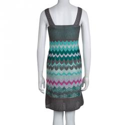 Pre Owned M Missoni Multicolor Zig Zag Pattern Sleeveless Knit Dress M