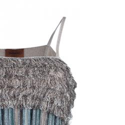 Pre Owned توب تريكو إم ميزوني مدرج طبقات شراشيب ميتالك M