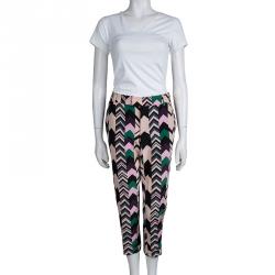 Pre Owned  M Missoni Multicolor Chevron Print Cropped Trousers M