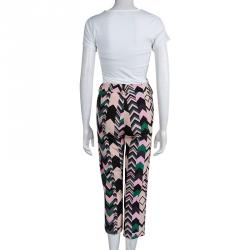 Pre Owned  M Missoni Multicolor Chevron Print Cropped Trousers M
