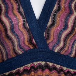 مملوكة مسبقًا M Missoni Multicolor Wave Pattern Lurex Knit Maxi Dress S