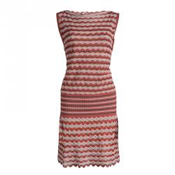 Pre Owned M Missoni Multicolor Fish Scale Patterned Knit Sleeveless Dress M