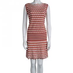 Pre Owned M Missoni Multicolor Fish Scale Patterned Knit Sleeveless Dress M