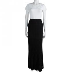 M Missoni Black Knit Pleated Maxi Skirt L