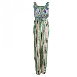 Pre Owned M Missoni Multicolor Belted Sleeveless Jumpsuit S