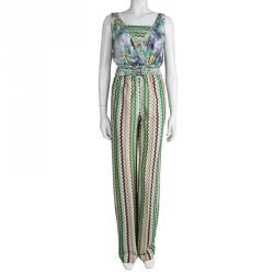 Pre Owned M Missoni Multicolor Belted Sleeveless Jumpsuit S