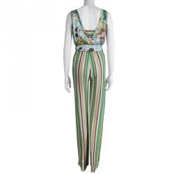 Pre Owned M Missoni Multicolor Belted Sleeveless Jumpsuit S