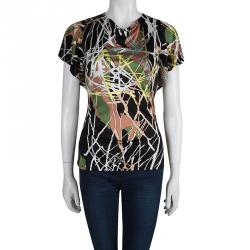 Pre Owned توب أم ميزوني تريكو مطبوع متعدد الألوان بظهر مفتوح M