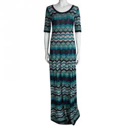 مملوكة مسبقًا M Missoni Multicolor Knit Short Sleeve Maxi Dress M