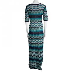 مملوكة مسبقًا M Missoni Multicolor Knit Short Sleeve Maxi Dress M