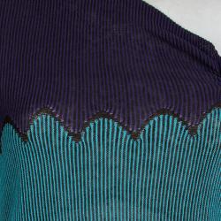 Pre Owned M Missoni Multicolor Patterned Rib Knit Knotted Neckline Detail Sleeveless Top M