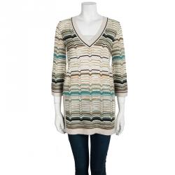 Pre Owned M Missoni Multicolor Chevron Striped Knit Sweater Tunic S