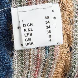 Pre Owned كارديغان أم ميزوني غير متماثلة منخفض من الأمام مفتوح تريكو متعدد الألوان S