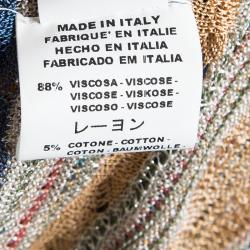 Pre Owned كارديغان أم ميزوني غير متماثلة منخفض من الأمام مفتوح تريكو متعدد الألوان S