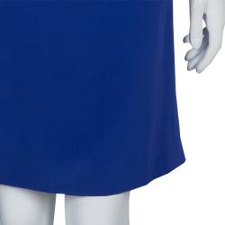 Pre Owned Maison Martin Margiela Blue Silk Belted Long Sleeve Dress M