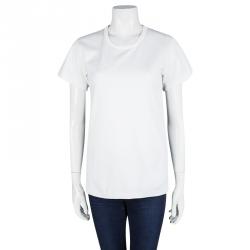Pre Owned Maison Martin Margiela White Floral Back Detail Short Sleeve T-Shirt S