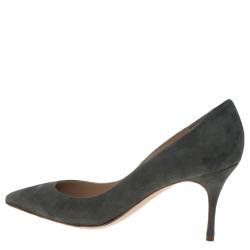 Pre Owned Manolo Blahnik Grey Suede BB Pointed Toe Pumps Size 40