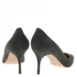 Pre Owned Manolo Blahnik Grey Suede BB Pointed Toe Pumps Size 40