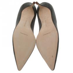 Pre Owned Manolo Blahnik Grey Suede BB Pointed Toe Pumps Size 40