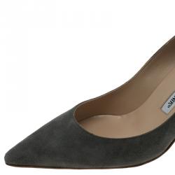 Pre Owned Manolo Blahnik Grey Suede BB Pointed Toe Pumps Size 40