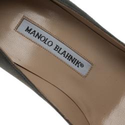 Pre Owned Manolo Blahnik Grey Suede BB Pointed Toe Pumps Size 40