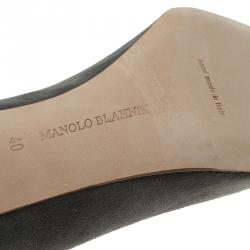 Pre Owned Manolo Blahnik Grey Suede BB Pointed Toe Pumps Size 40