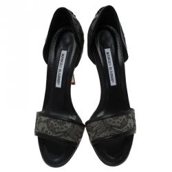 Pre Owned Manolo Blahnik Black Lace D'orsay Pumps Size 39