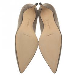 Pre Owned Manolo Blahnik Grey Suede Pointed Toe Pumps Size 40.5