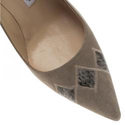 Pre Owned Manolo Blahnik Grey Suede Pointed Toe Pumps Size 40.5