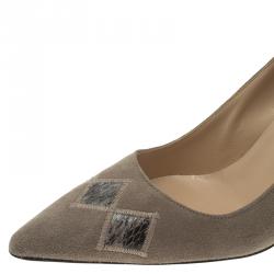 Pre Owned Manolo Blahnik Grey Suede Pointed Toe Pumps Size 40.5