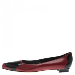 Pre Owned حذاء باليرينا فلات مانولو بلانيك أدرا جلد ثنائي اللون مقاس 39