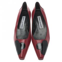 Pre Owned حذاء باليرينا فلات مانولو بلانيك أدرا جلد ثنائي اللون مقاس 39